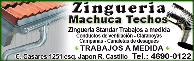 Zingueria - Machuca Techos Conductos De Ventilacin - Claraboyas - Campanas - Canaletas De Desagues. Zingueria Standar - Trabajos A Medida